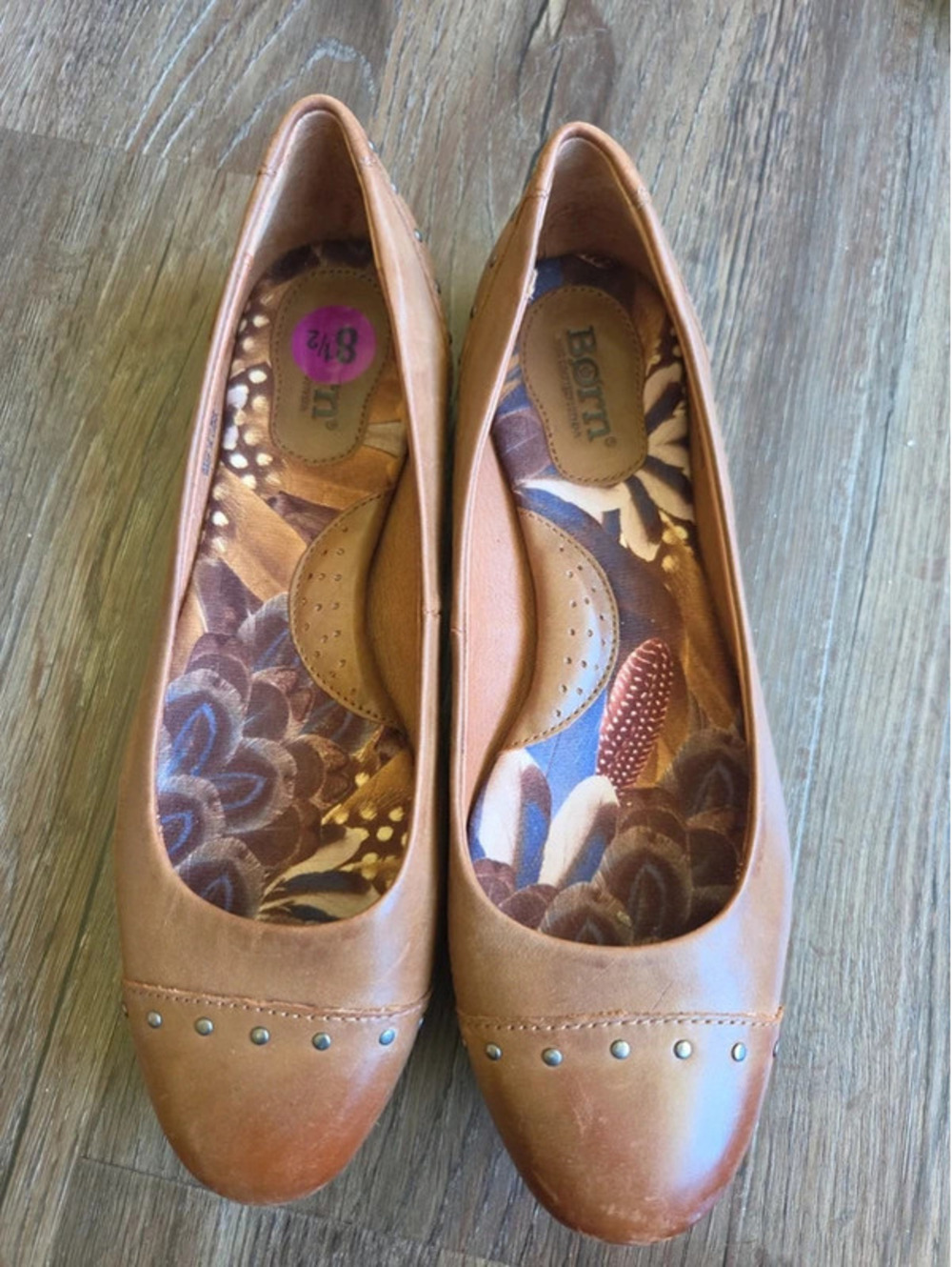 Born slip on brown leather flat size 8.5